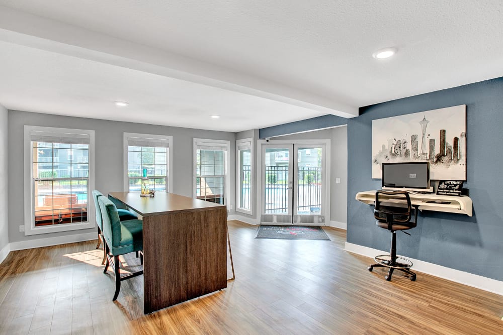 Community common area for resident use at Waters Edge Apartments in Kent, Washington