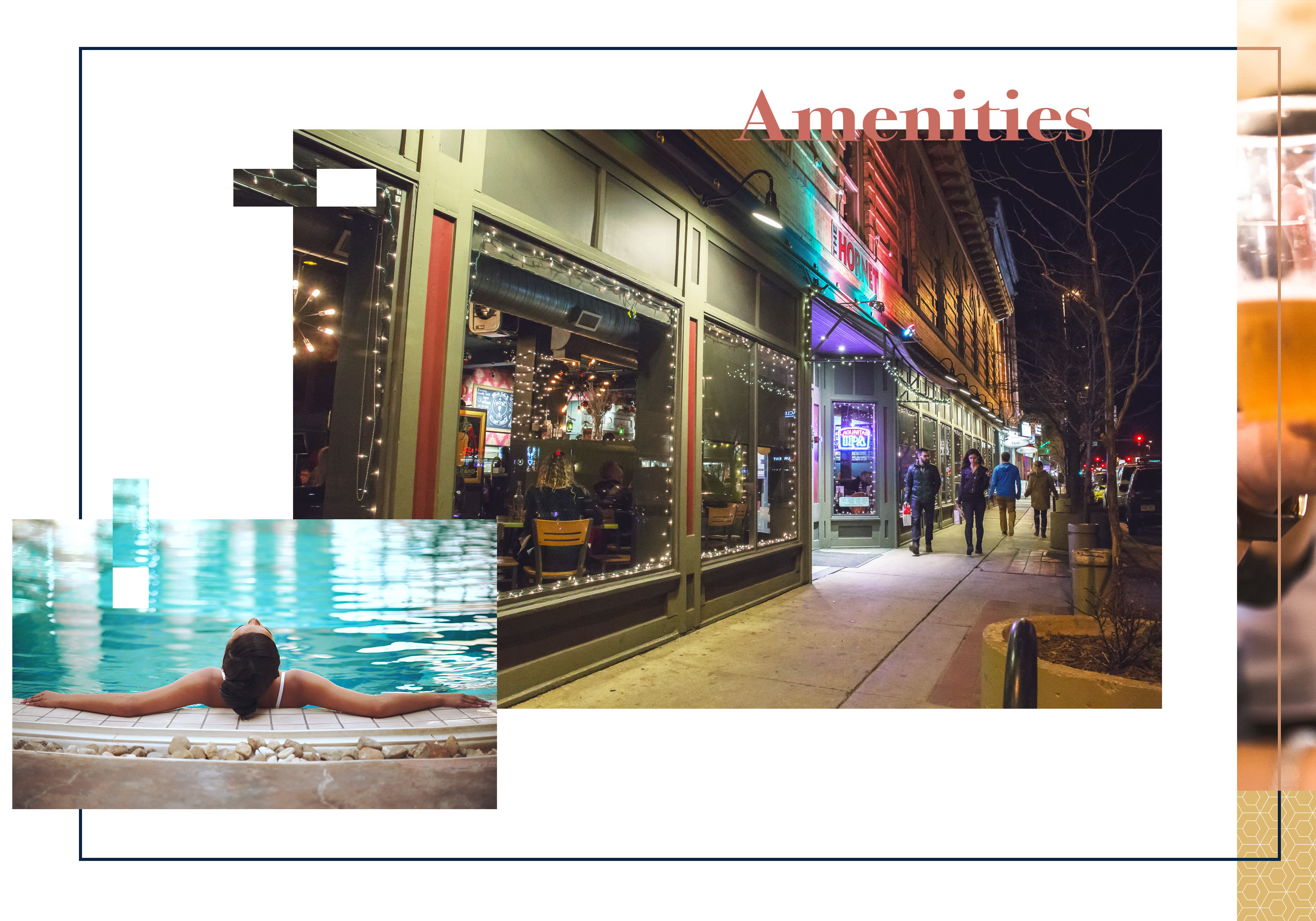 Woman swimming and a view of the neighborhood near Alta SoBo Station in Denver, Colorado