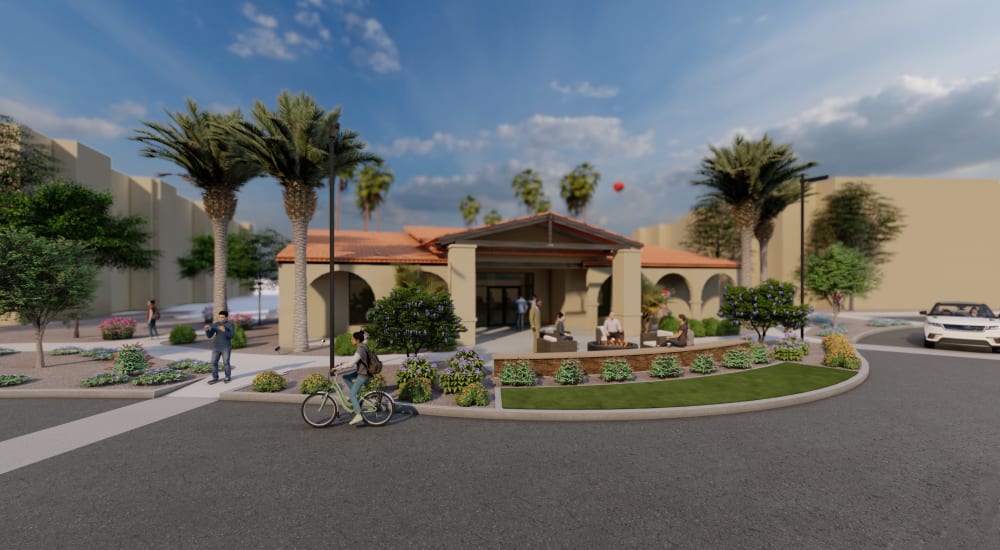 Rendering of renovated building entrance driveway at The Highlands at Spectrum, Gilbert,AZ