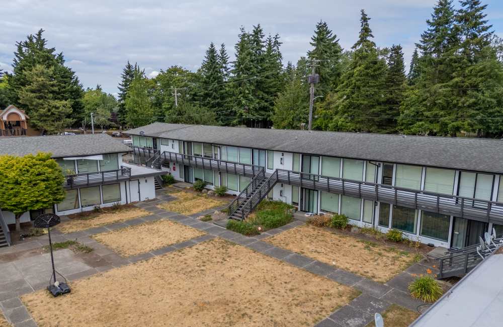 Exterior shot of apartments at The Sage Collection in Tacoma, Washington