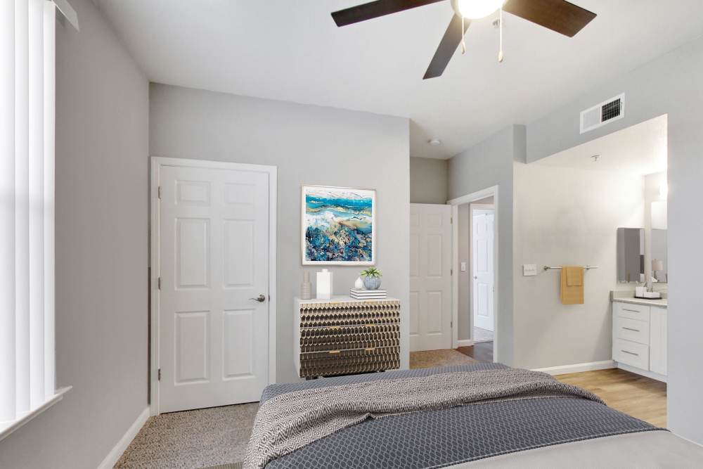 A bedroom at Natomas Park Apartments in Sacramento, California