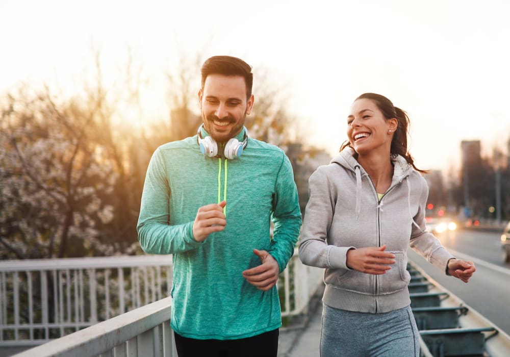 Resident couple out for a jog near Bidwell Park Fremont in Fremont, California