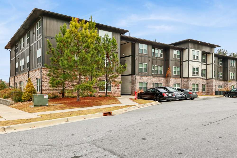 A view of the entrance towards the apartments at Flats at Mount Zion in Stockbridge, Georgia