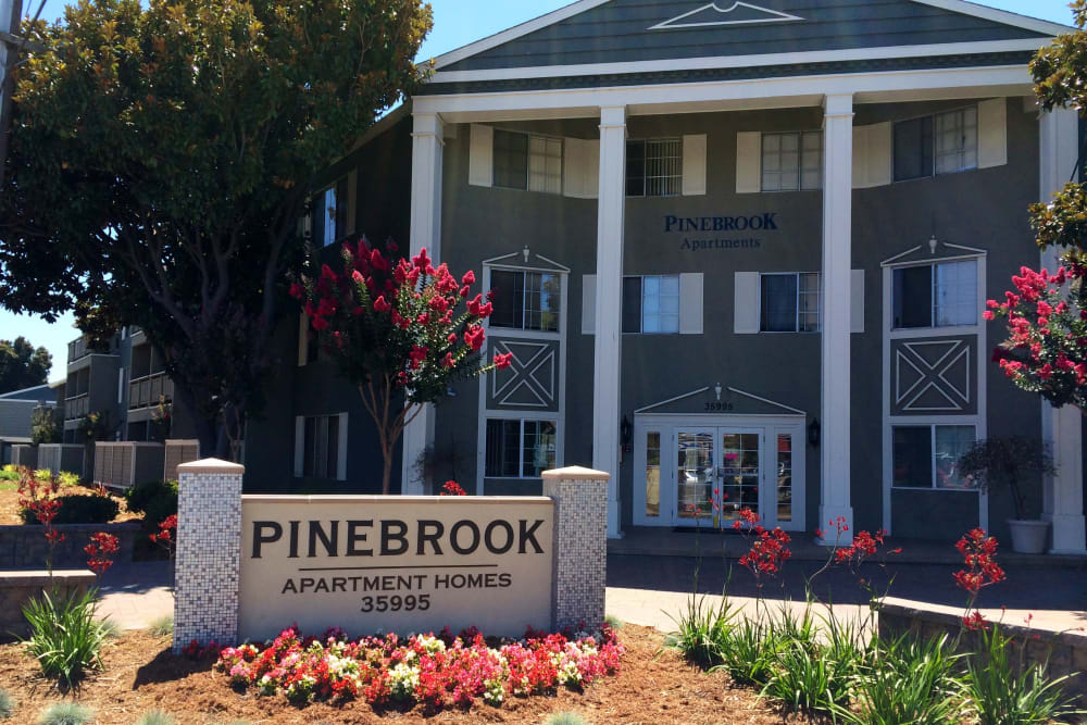 Exterior of Pinebrook Apartment Homes in Fremont, California