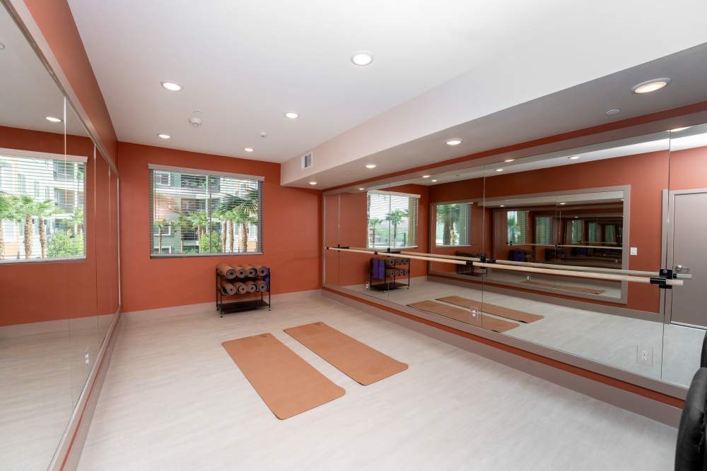 Yoga room at Heirloom at Pebble in Las Vegas, Nevada