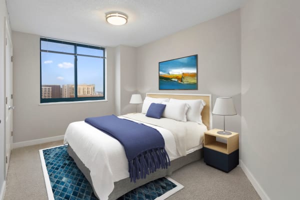 Well decorated bedroom at Alexander House in Silver Spring, Maryland