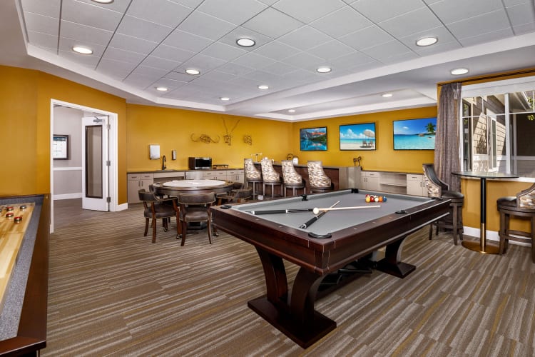 Clubroom at Clearwater at North Tustin in Santa Ana, California. 