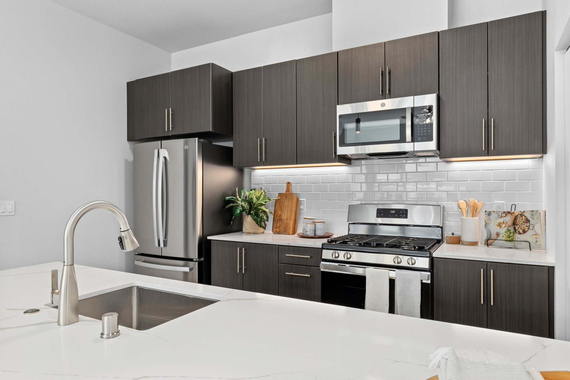 Kitchen with microwave at The Highlands at Silverdale in Silverdale, Washington
