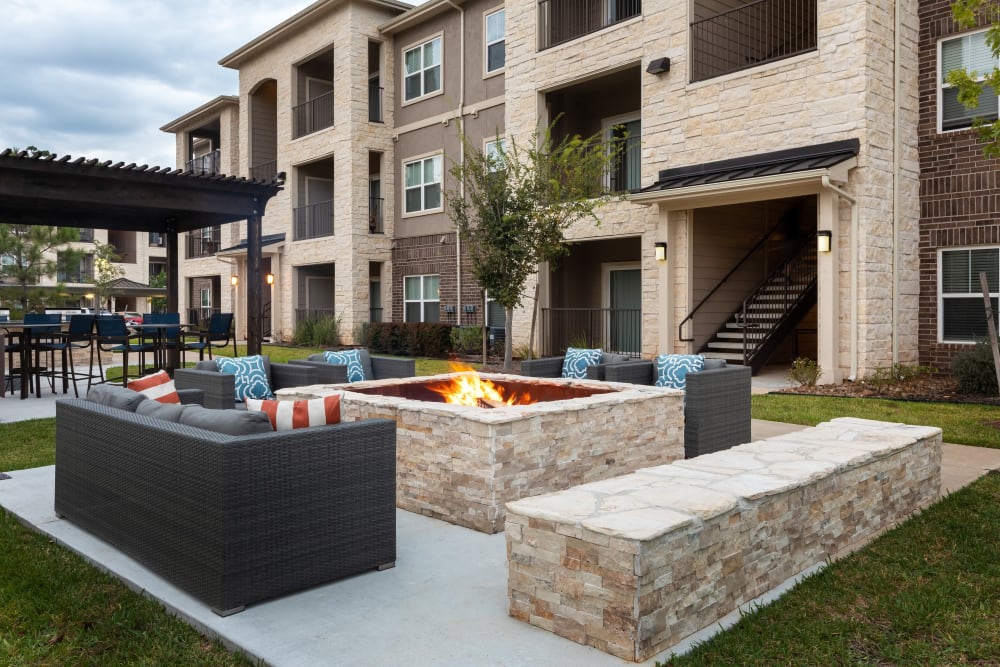 Outdoor fire pit at Hilltops in Conroe, Texas