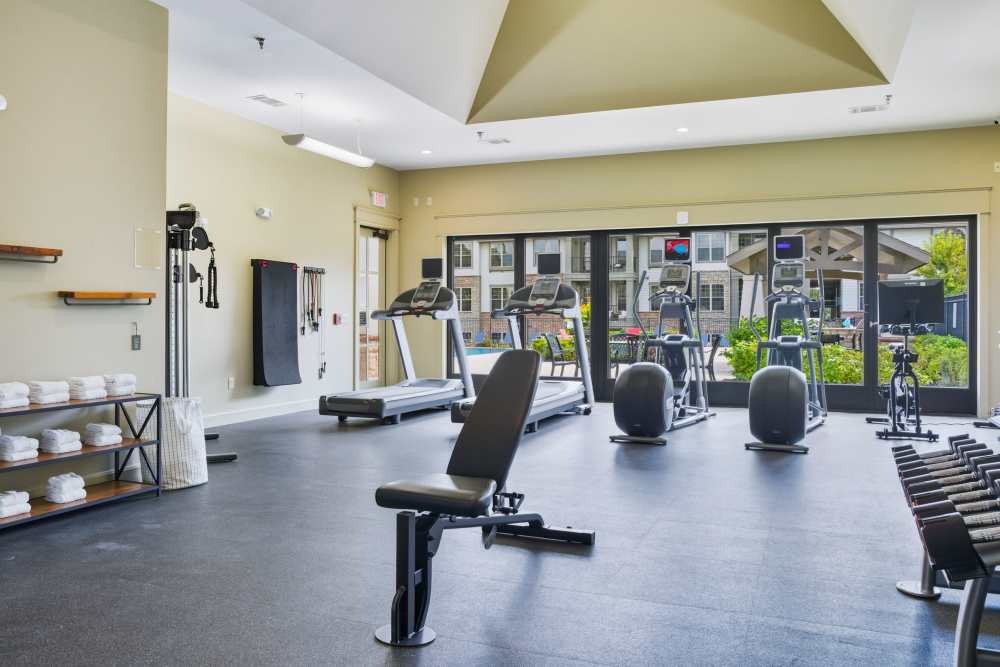 Quality gym at Boulders at Overland Park Apartments in Overland Park, KS