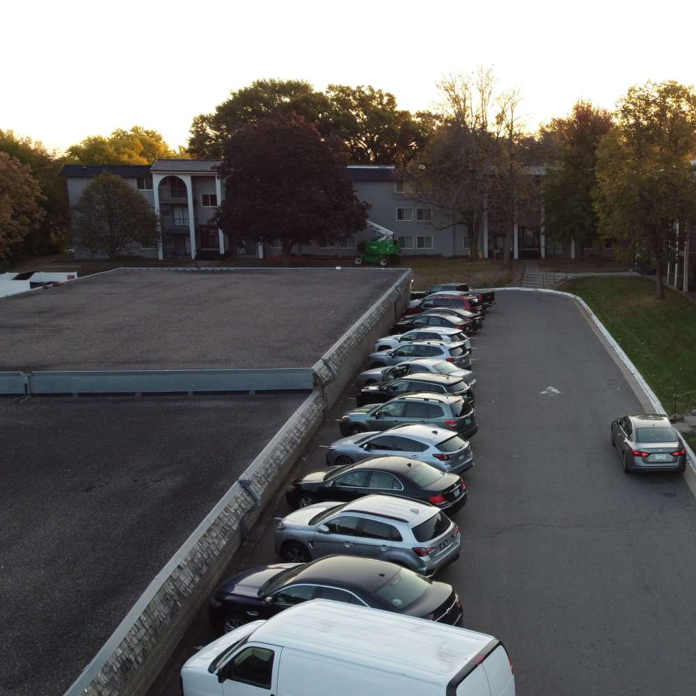 Community parking area at Morada in Crystal, Minnesota