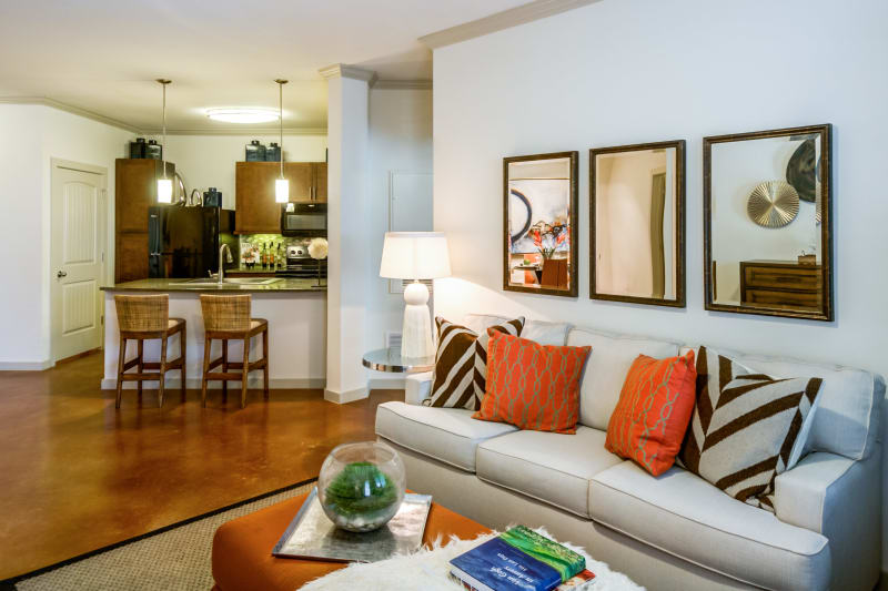 Open concept living room at Firewheel Apartments in San Antonio
