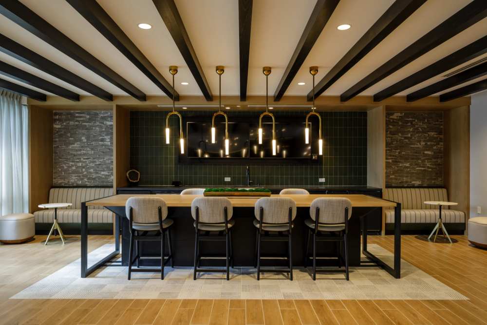Clubhouse seating at The Elysian at Stonefield in Charlottesville, Virginia
