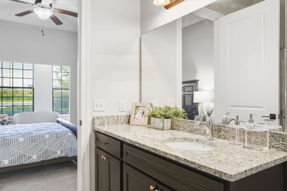 Bathroom at Boulders at Overland Park Apartments in Overland Park, KS