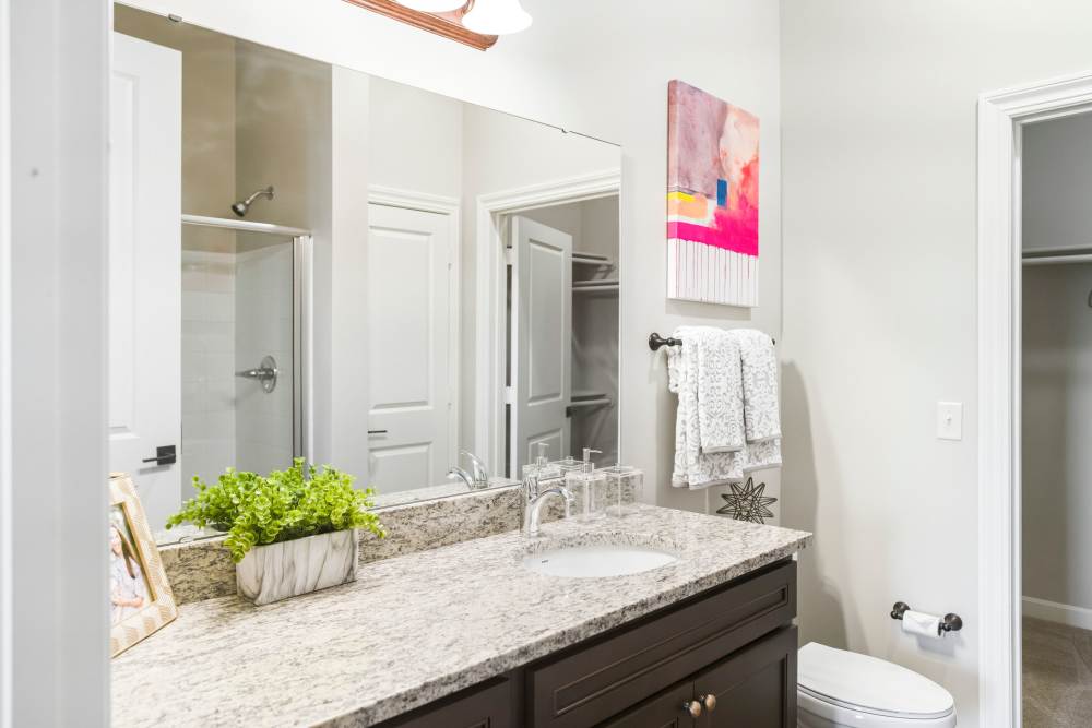 Bathroom with sink at Boulders at Overland Park Apartments in Overland Park, KS