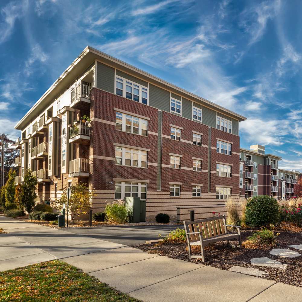 Exterior view of apartment at Vicinato in Madison, Wisconsin