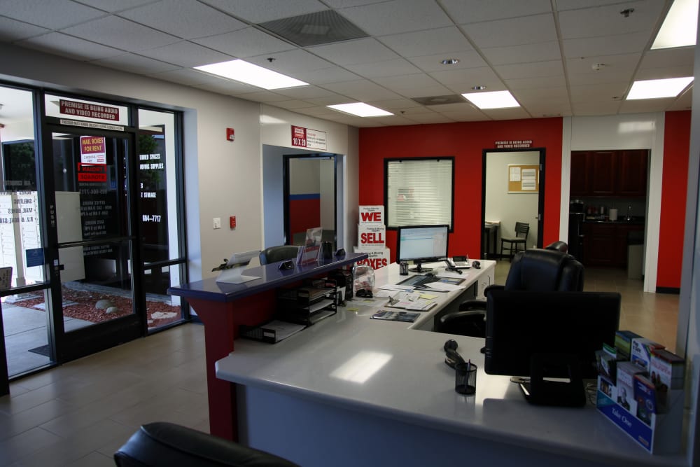 Leasing desk at Trojan Storage of Oxnard in Oxnard, California