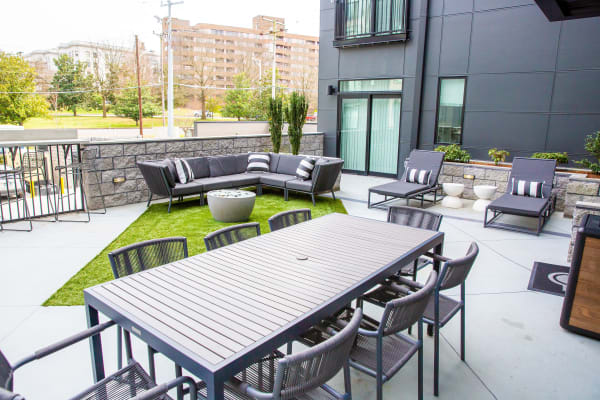 Patio seating at Belcourt Park in Nashville, Tennessee