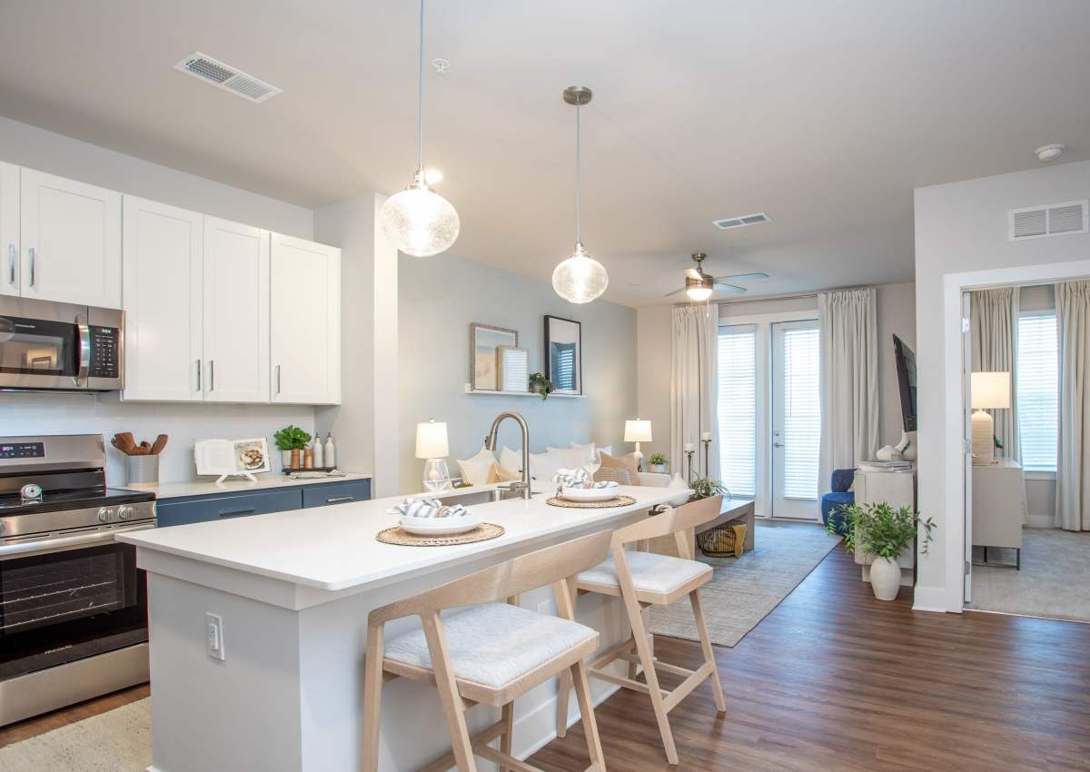 Kitchen with island at Proximity Carolina Beach in Carolina Beach,North Carolina