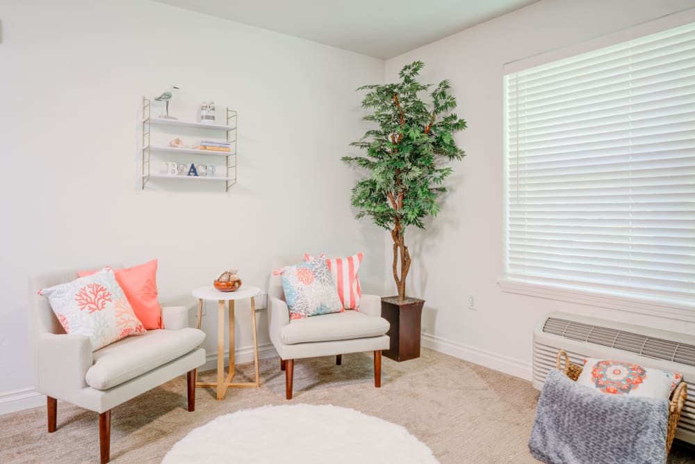 Open and airy apartment at Evergreen Senior Living in Eugene, Oregon. 