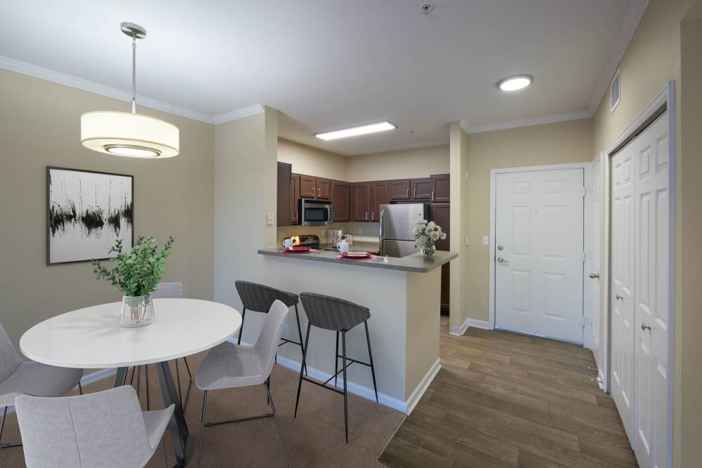 Dining area at Skyecrest Apartments in Lakewood, Colorado