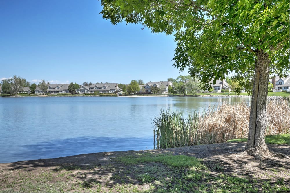 The lake near Promenade at Hunter's Glen Apartments in Thornton, Colorado
