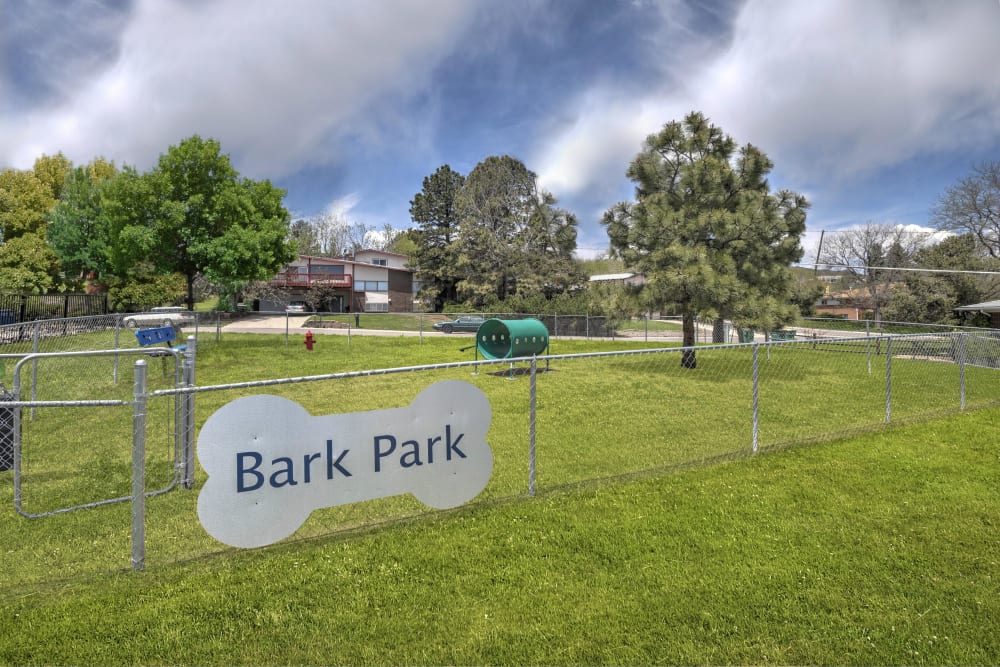 Outdoor park for dogs to run around in at Bluesky Landing Apartments in Lakewood, Colorado