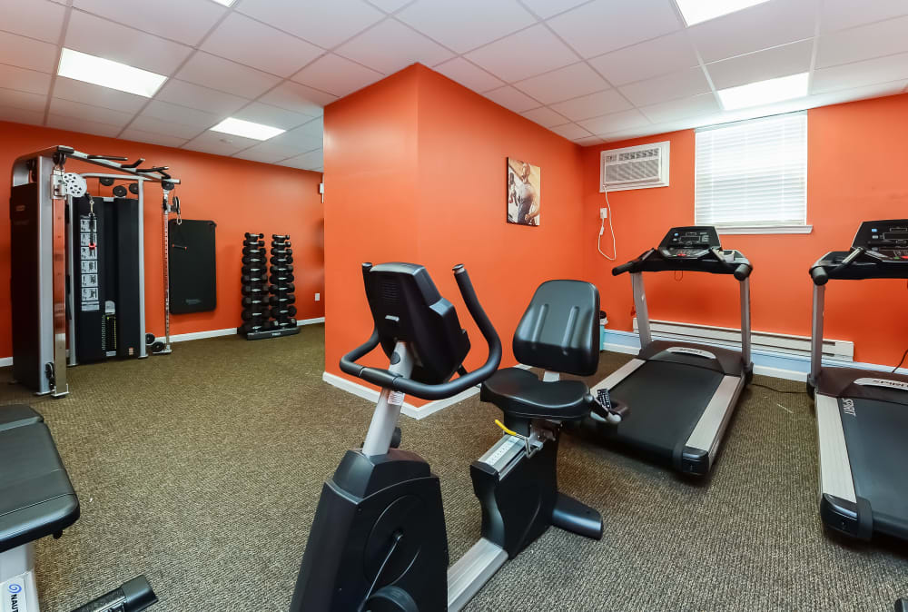 Fitness center at Nieuw Amsterdam Apartment Homes in Marlton, New Jersey