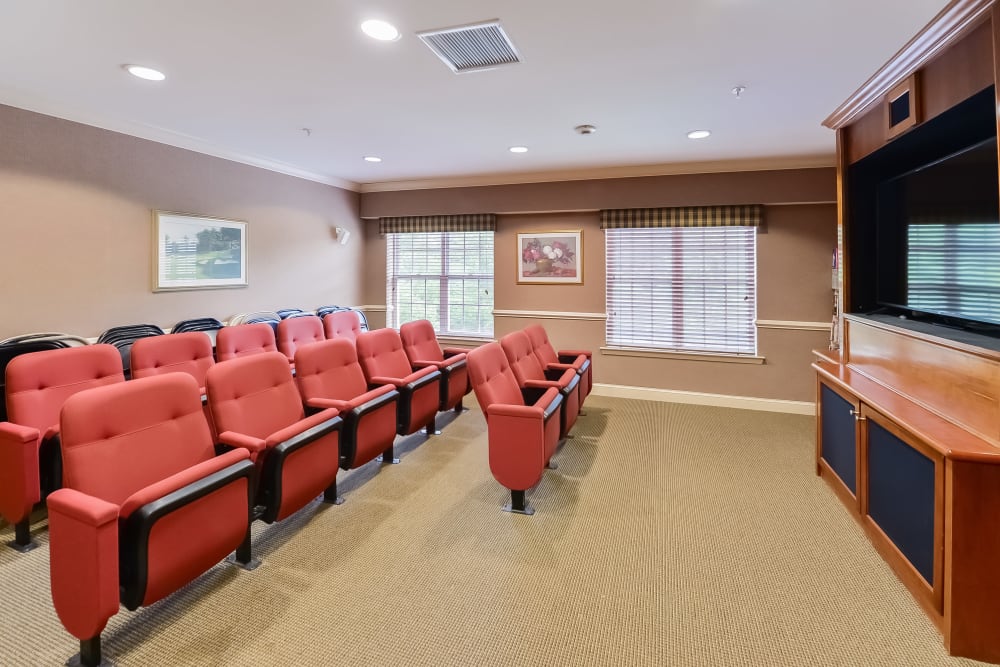 Private movie theater at Horizons at Franklin Lakes Apartment Homes in Franklin Lakes, New Jersey