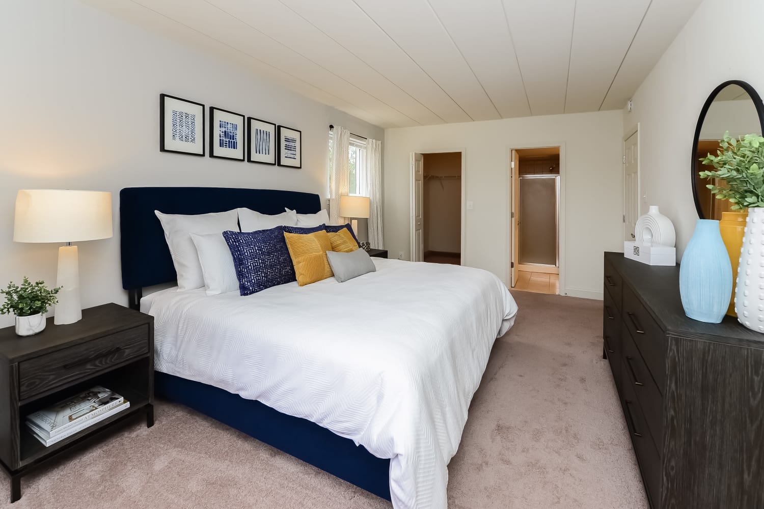 Model bedroom at Stonegate at Devon Apartments in Devon, PA