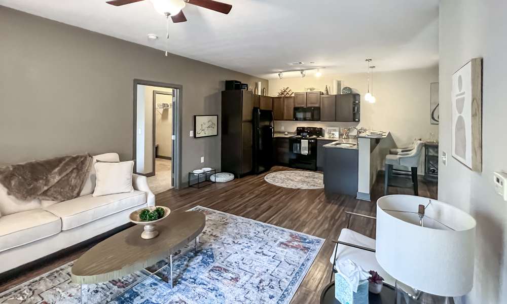 Fully furnished modern apartment with open kitchen at District 119 in Oklahoma City, Oklahoma