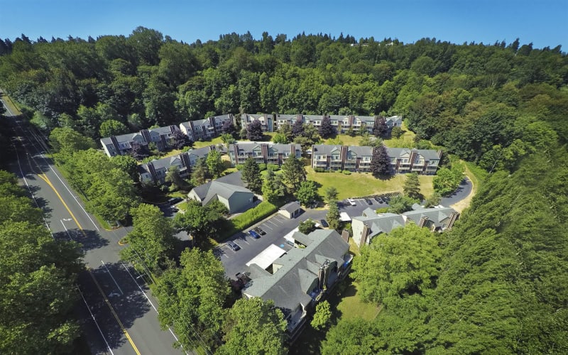 Aerial view of the property at Park South Apartments in Seattle, Washington