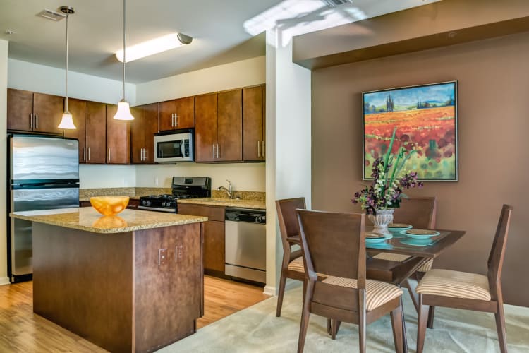 Beautiful decorating dining room in a model home at Harbor Pointe in Bayonne, New Jersey
