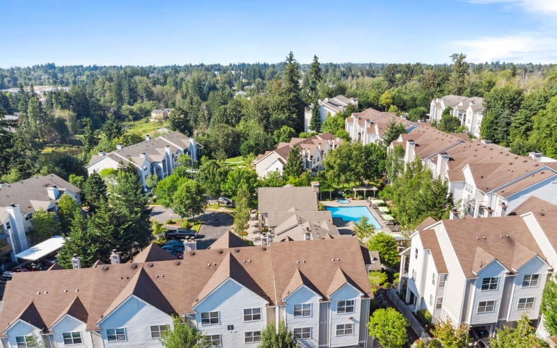 An aerial view of the property at HighGrove Apartments in Everett, Washington