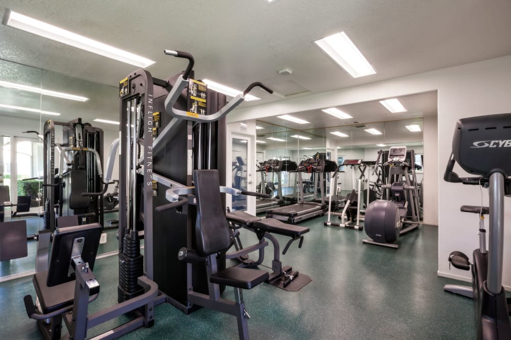Fitness amenities at Cypress Pointe Apartments in Gilroy, California