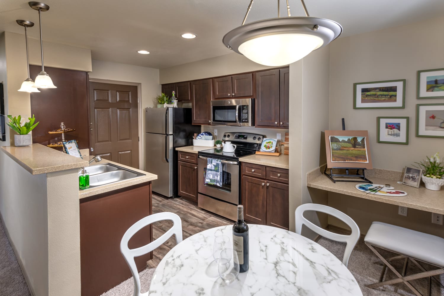 Well appointed kitchen at The Knolls at Inglewood Hill in Sammamish, Washington