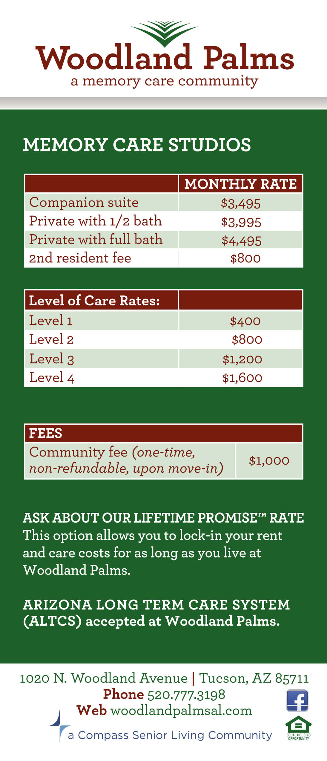 Rates at Woodland Palms Memory Care