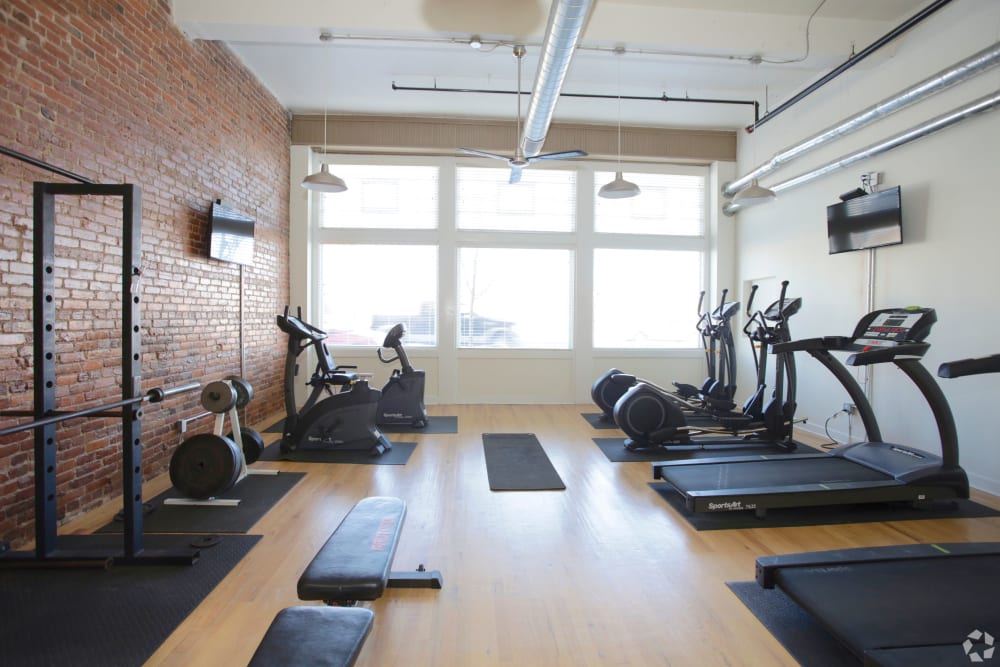 Community fitness center at Broadway Lofts in Macon, Georgia