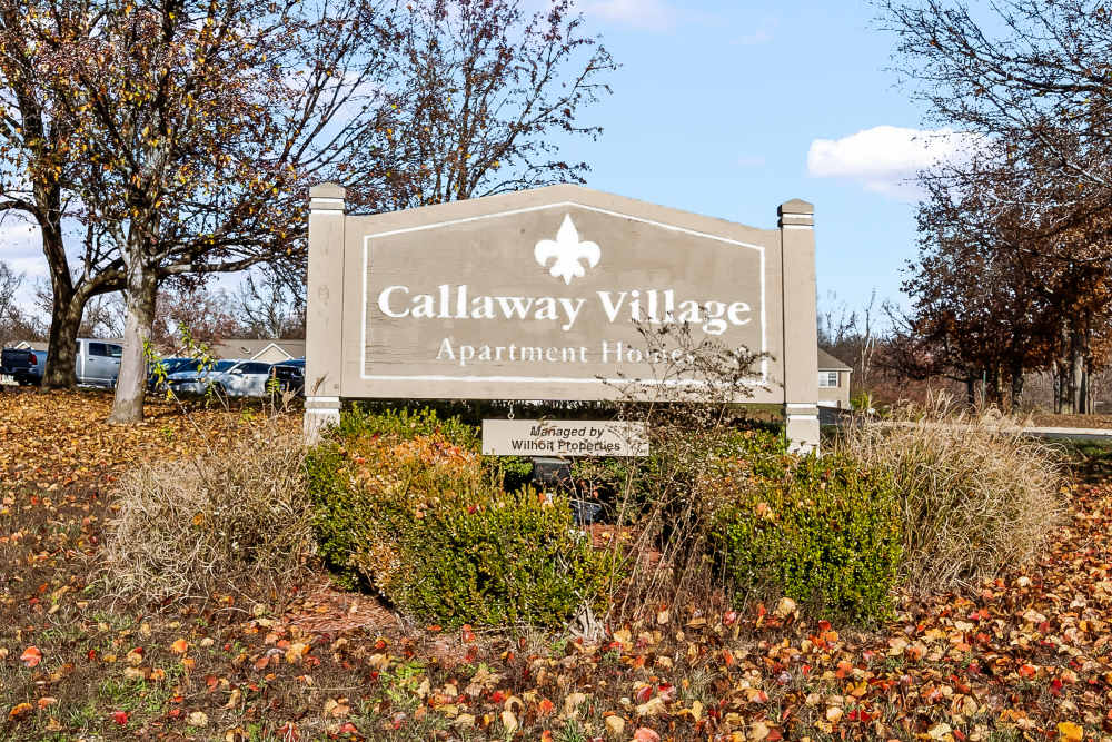 Property signage board at Callaway Village Phase II in Fulton, Missouri