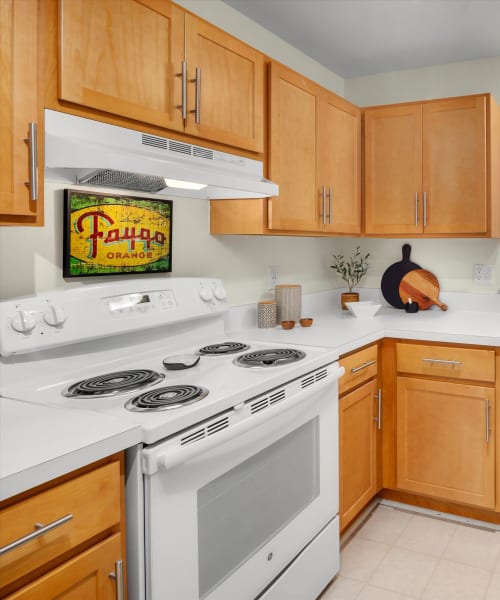 Apartment kitchen at Fairmont Park Apartments in Farmington Hills, Michigan