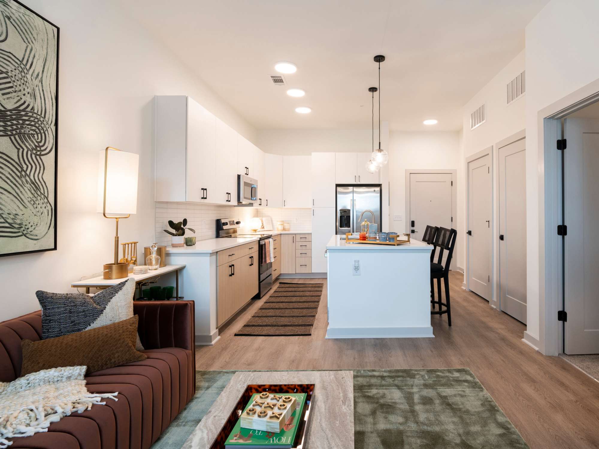 Kitchen with an island at Terrazzo in Durham, North Carolina