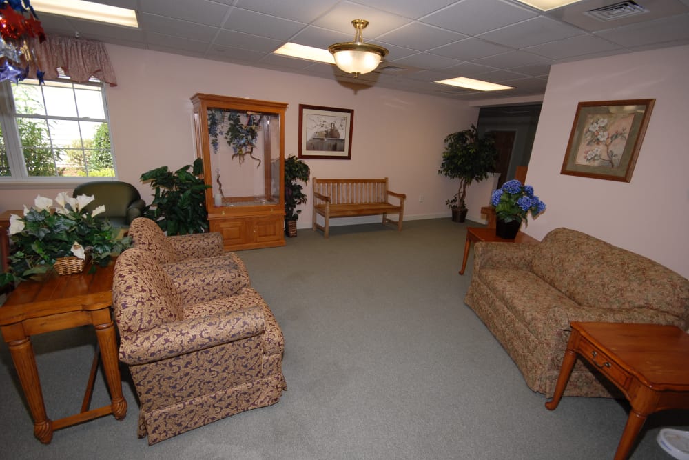 Senior apartment living room at Chestnut Knoll in Boyertown, Pennsylvania