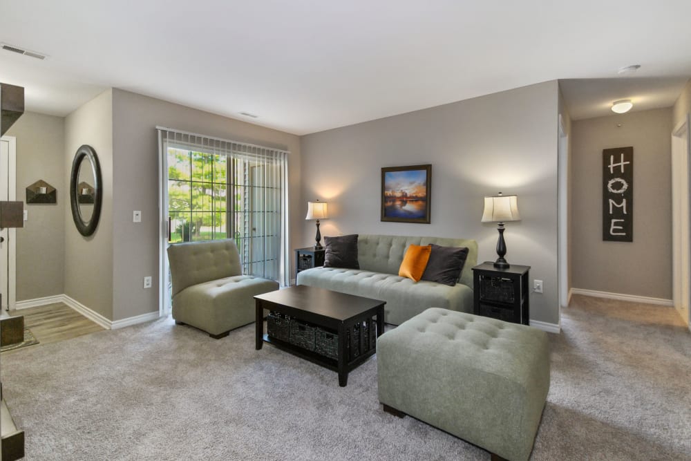 Spacious apartment with sliding glass door at Stratford Place at Brownstown, Brownstown, Michigan