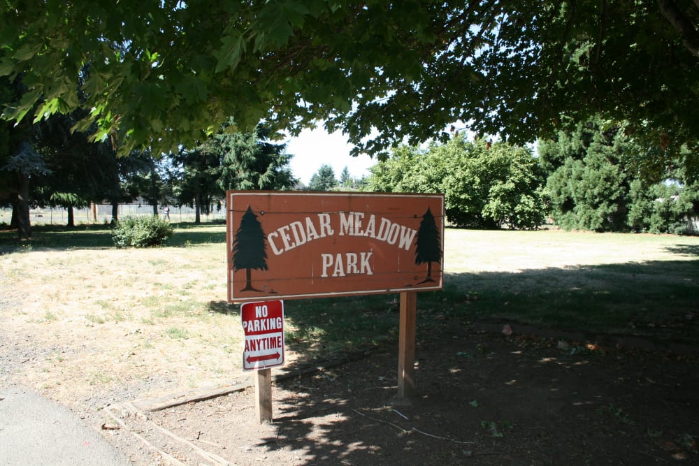 Front Sign of Cedar Meadow in Eugene, Oregon