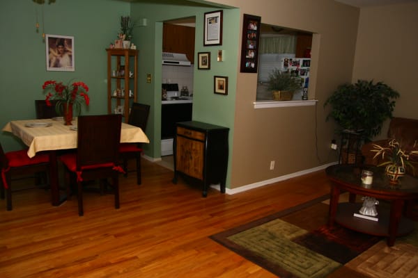 Living room and dining room area at apartments in Saddle Brook, New Jersey