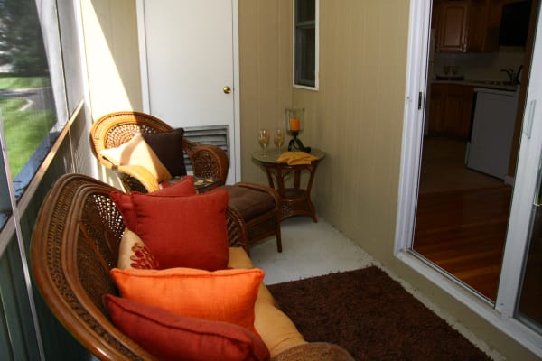 Beautiful private balcony at Kuser Village in Hamilton, NJ