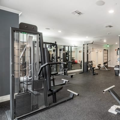 Gym for residents to work out on at Sofi at Salem Station in Salem, Massachusetts