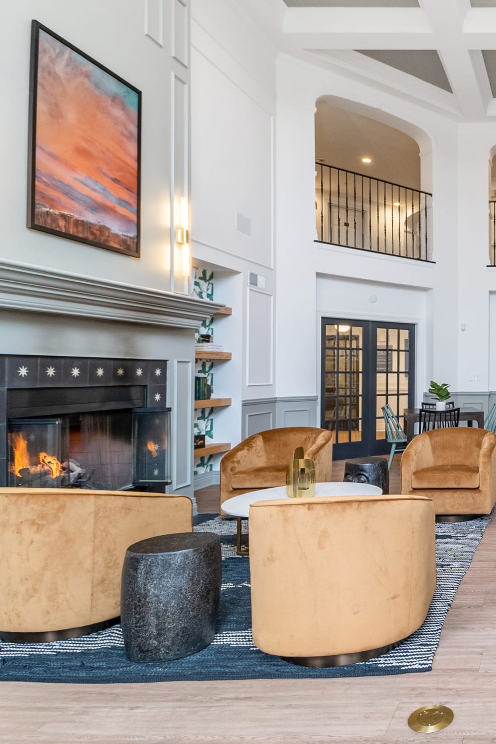 Spacious and modern open-concept floor plan in the clubhouse at Sofi at Salem Station in Salem, Massachusetts