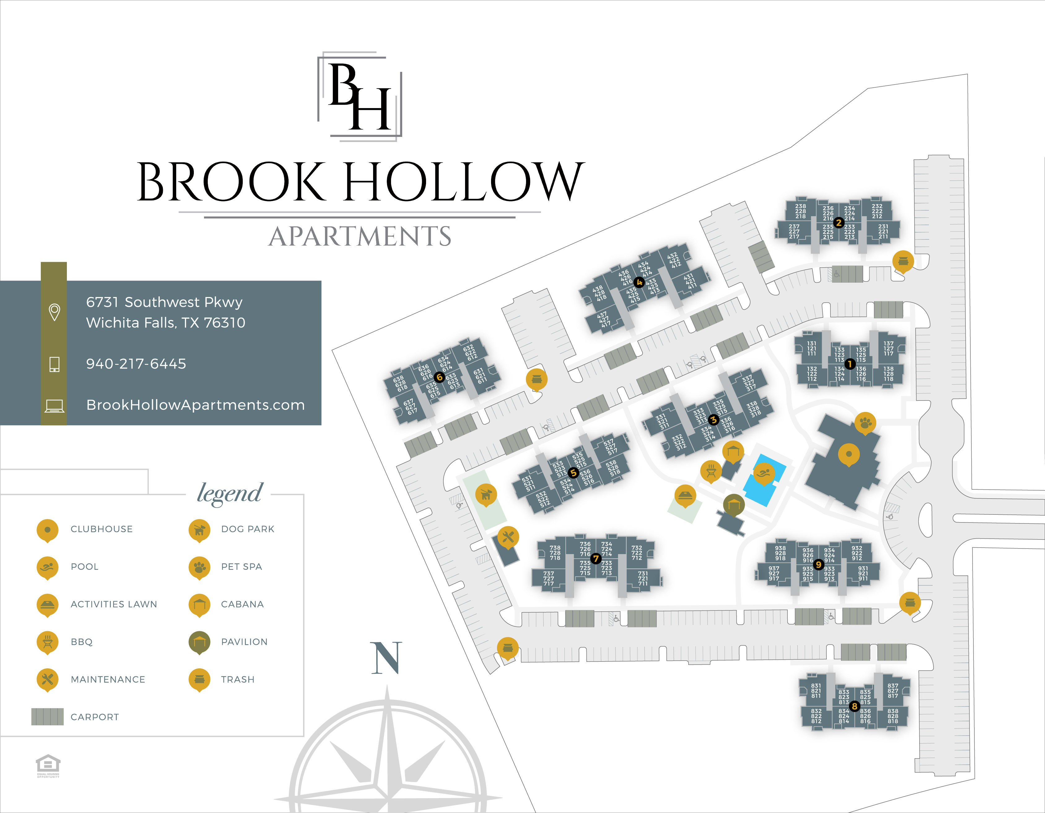 Sitemap at Brook Hollow in Wichita Falls, Texas