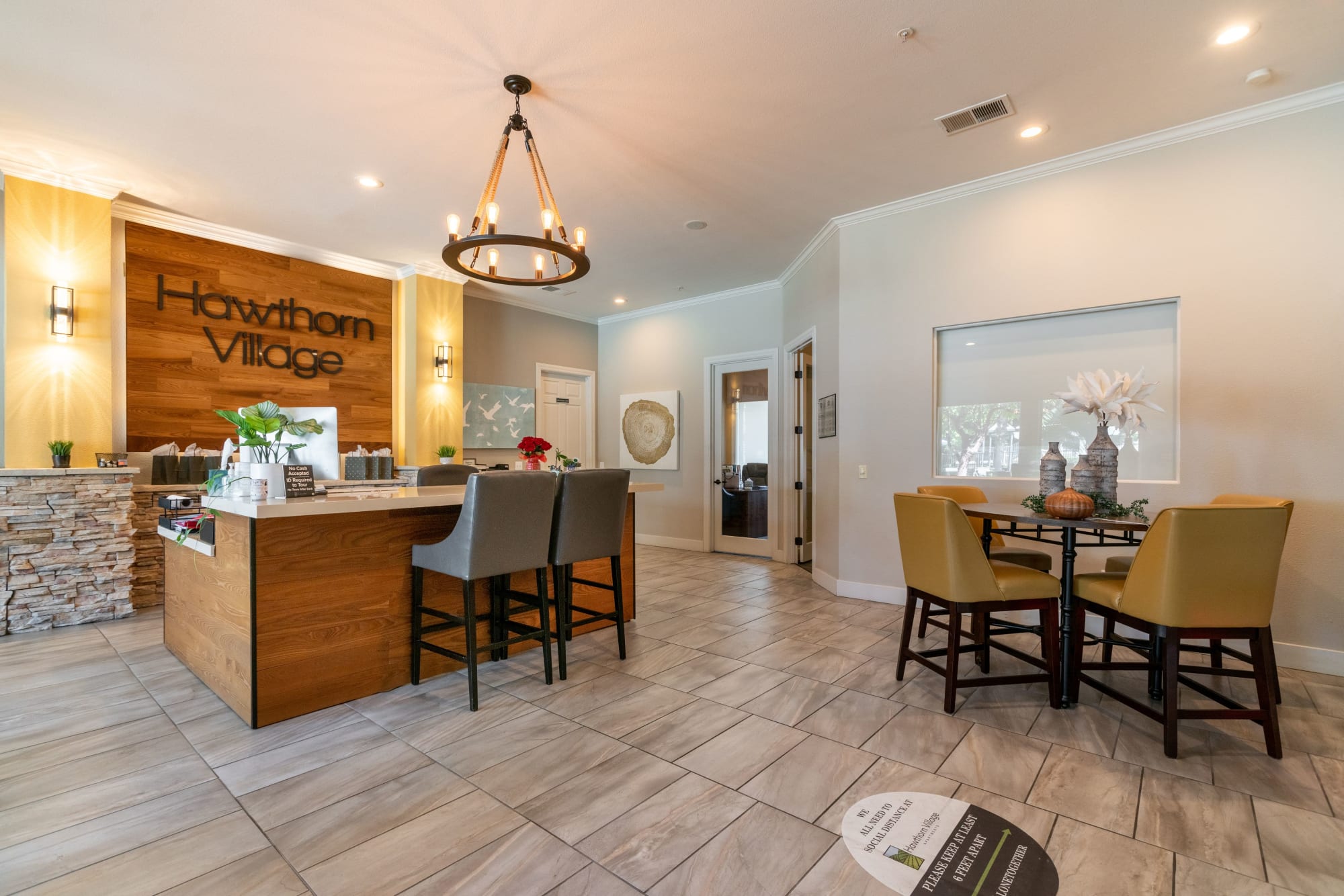 Interior leasing office at Hawthorn Village Apartments in Napa, California